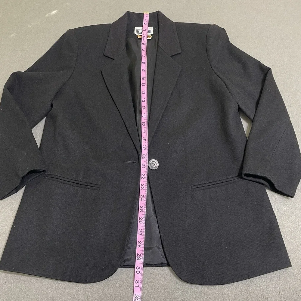 Vintage‎ Women's Blazer Jacket Sz 10 Black 100% Pure Wool Classic 90s Coat Peppy